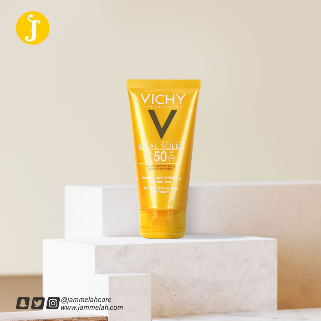 صن بلوك فيشي للبشرة الدهنية ريفيو كامل +Vichy Mattifying Dry Touch Face Fluid SPF 50